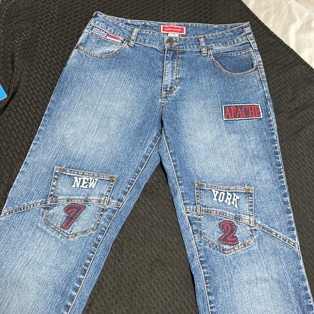 Vintage Apache Jeans New York America Flag Size 9